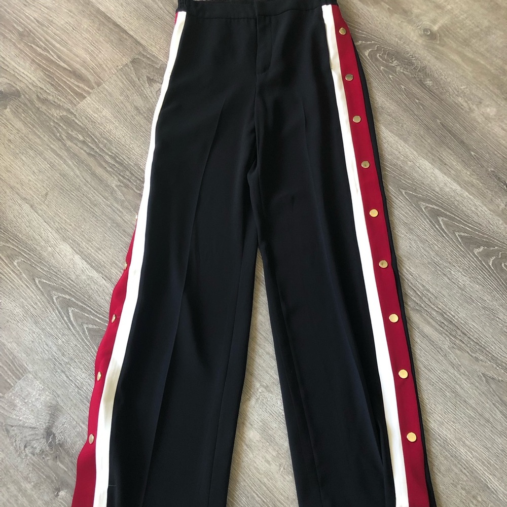 Zara | Black Trousers with Red Stripe